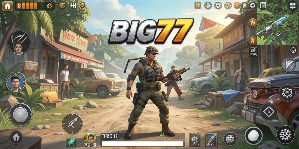 Tampilan gameplay menarik dari BIG77 dengan elemen simulasi kehidupan.