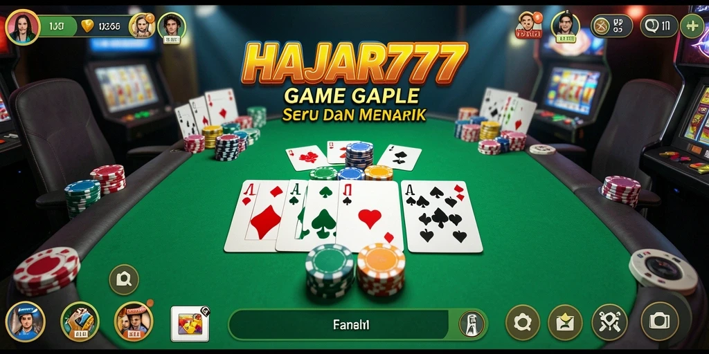 Tampilan gameplay seru dari HAJAR777 saat bermain Gaple dengan pemain lain.
