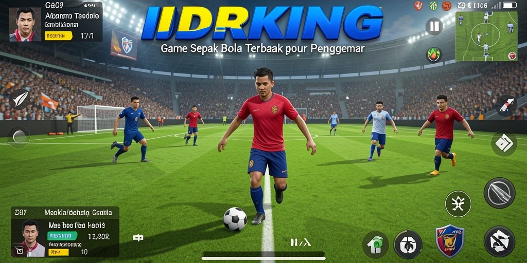 Tampilan gameplay intens di IDRKING dengan aksi sepak bola yang seru.