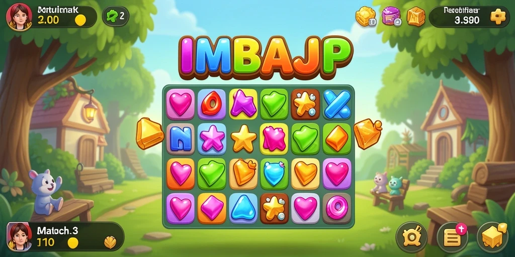 Screenshot gameplay IMBAJP yang menampilkan keseruan mencocokkan elemen.