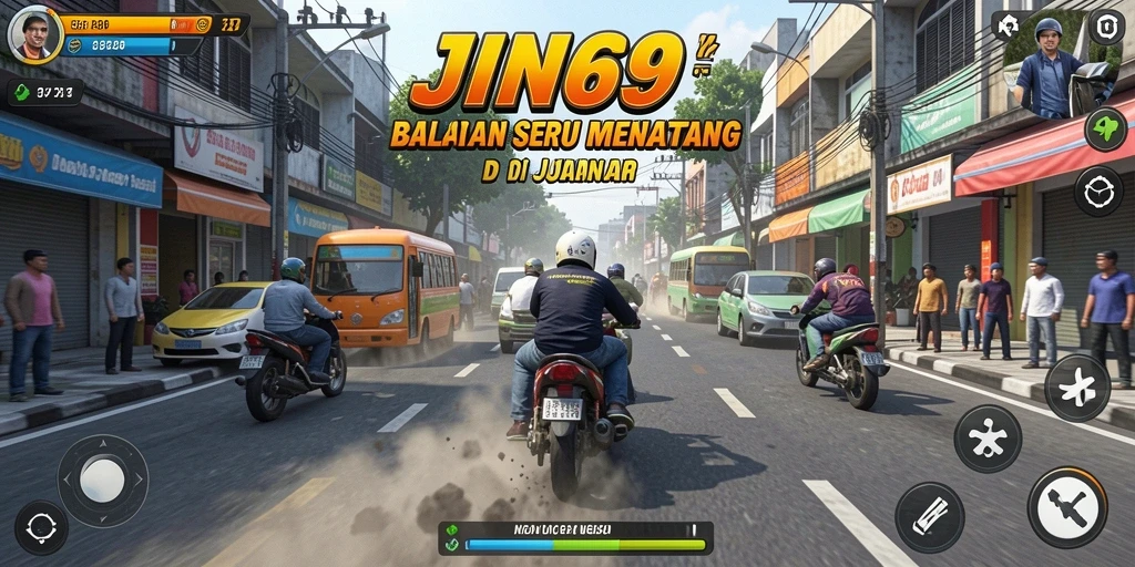 Tampilan menegangkan dari balapan di jalanan kota dalam JIN69.