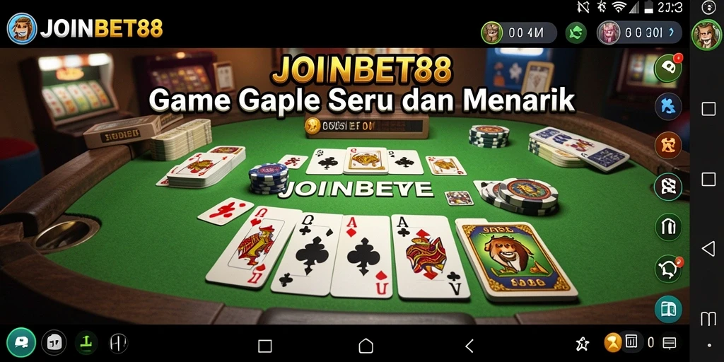 Screenshot utama JOINBET88 menampilkan gameplay Gaple yang seru.