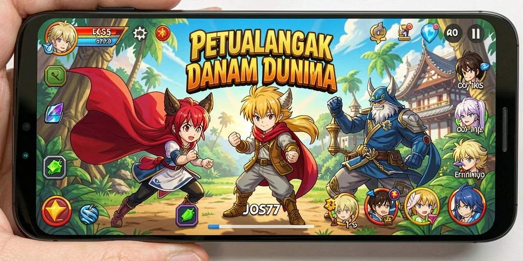 Tampilan gameplay JOS77 yang menakjubkan dengan karakter anime.
