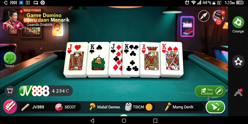 Screenshot game JV88 menampilkan aksi seru bermain Domino.