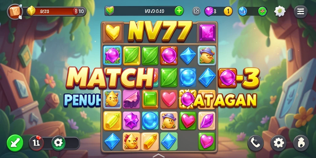 Gameplay seru dalam NV77 dengan tantangan Match-3.