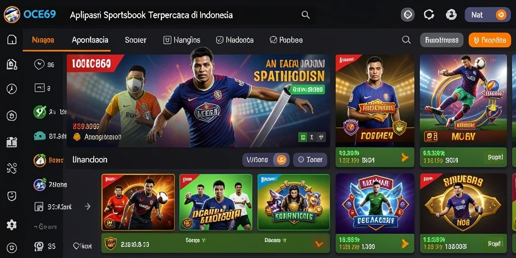 Tampilan antarmuka OCE69 yang modern dan ramah pengguna dalam taruhan olahraga.