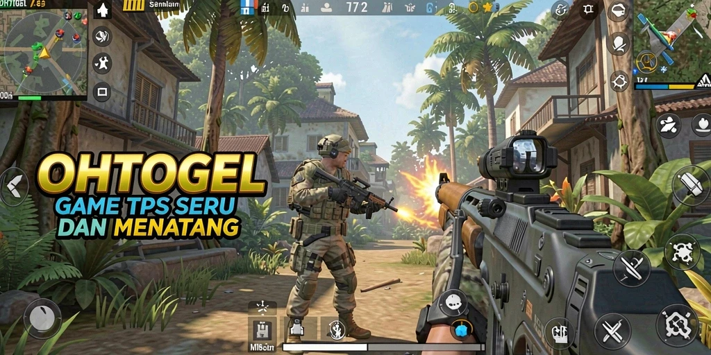 Screenshot OHTOGEL menampilkan aksi gameplay TPS yang seru.