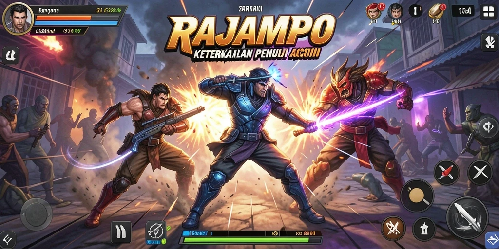 Pengalaman gameplay seru dalam pertarungan di RAJAMPO.