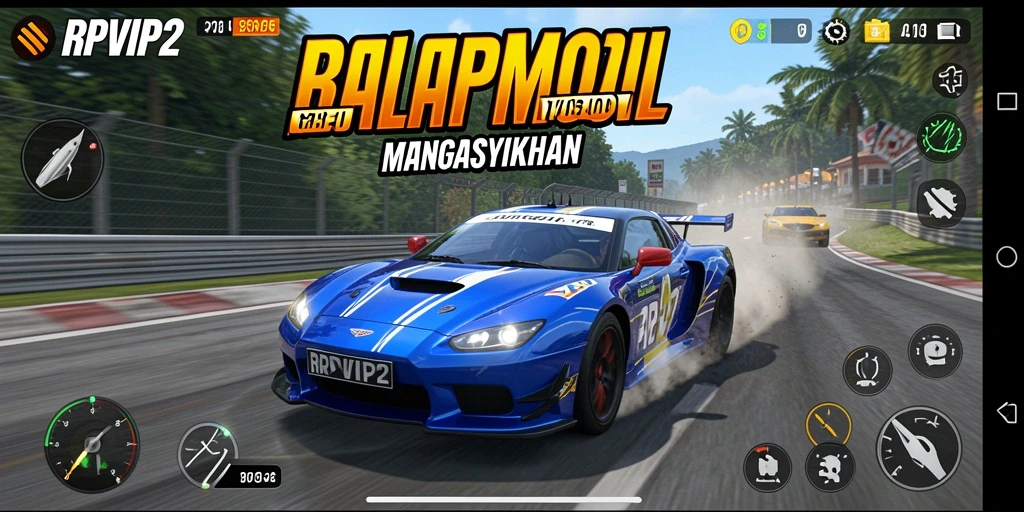 Tampilan gameplay RPVIP2 yang mendebarkan dan penuh aksi balapan.