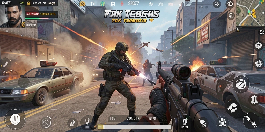 Tampilan gameplay SR877 dengan pertempuran mendebarkan di TPS.
