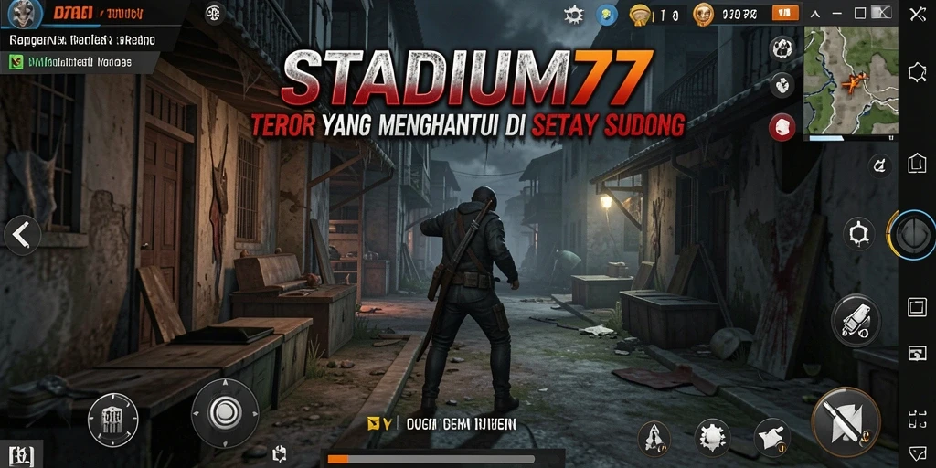 Tampilan menakutkan dari gameplay STADIUM77 yang penuh dengan kegelapan.