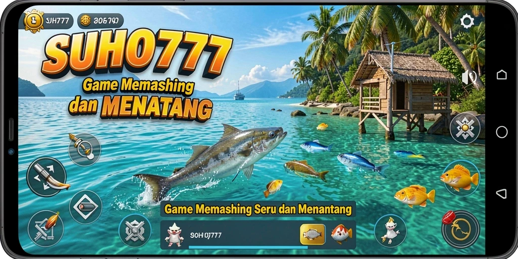 Screenshot gameplay <strong>SUHU777</strong> menampilkan momen memancing seru dengan grafis menawan.