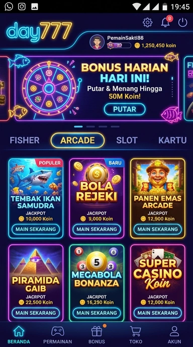 Screenshot aplikasi day777 yang menunjukkan berbagai pilihan aplikasi.